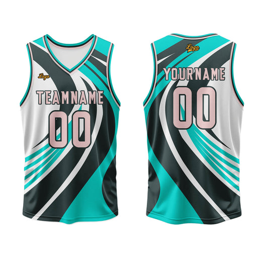 Benutzerdefinierter Blaues Pulver Basketball Jersey Uniform Anzug gedruckt Ihr Logo Name Nummer