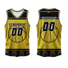 Benutzerdefinierter Schwarz Gelb Basketball Jersey Uniform Anzug gedruckt Ihr Logo Name Nummer