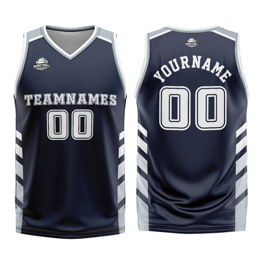 Benutzerdefinierter Marine Grau Basketball Jersey Uniform Anzug gedruckt Ihr Logo Name Nummer