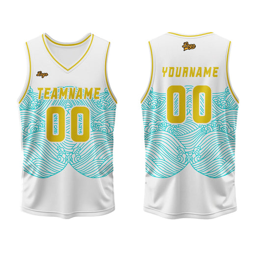 Benutzerdefinierter Blaue Zitrone Gelb Basketball Jersey Uniform Anzug gedruckt Ihr Logo Name Nummer