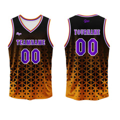 Benutzerdefinierter Orange Lila Basketball Jersey Uniform Anzug gedruckt Ihr Logo Name Nummer