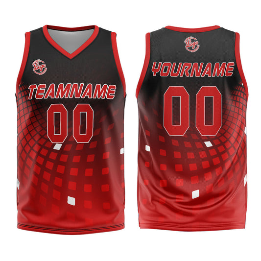 Benutzerdefinierter Schwarz Rot Basketball Jersey Uniform Anzug gedruckt Ihr Logo Name Nummer