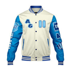 Maßgeschneiderte Rot Blau Letterman Varsity Jacket Individuelle Stickerei Druck nach Ihrem Wunsch