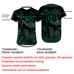 Benutzerdefiniert Grün Schwarz Personalisierter Baseball Jersey mit Farbverlauf Team Uniform mit Namen und Nummer