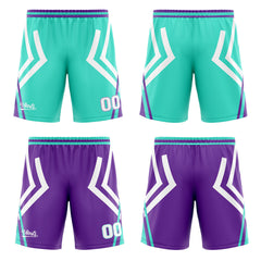 Benutzerdefinierte Cyan Lila Reversible Basketball Jersey Personalisierte Drucken Name Nummer Logo