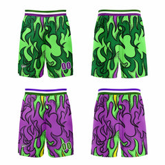 Benutzerdefinierte Grün Lila Reversible Basketball Jersey Personalisierte Print Name Nummer Logo