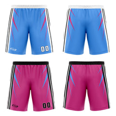 Benutzerdefinierte Blau Rosa Reversible Basketball Jersey Personalisierte Drucken Name Nummer Logo