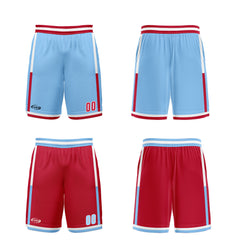 Benutzerdefinierte Hellblau Rot Reversible Basketball Jersey Personalisierte Drucken Name Nummer Logo