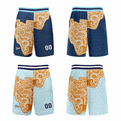 Benutzerdefinierte Marine Hellblau Reversible Basketball Jersey Personalisierte Print Name Nummer Logo