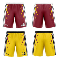 Benutzerdefinierte Rot Gelb Reversible Basketball Jersey Personalisierte Drucken Name Nummer Logo
