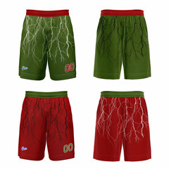 Benutzerdefinierte Rot Grün Reversible Basketball Jersey Personalisierte Print Name Nummer Logo