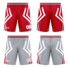Benutzerdefinierte Rot Grau Reversible Basketball Jersey Personalisierte Drucken Name Nummer Logo