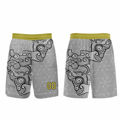 Benutzerdefinierter Grau Gelb Basketball Jersey Uniform Anzug gedruckt Ihr Logo Name Nummer