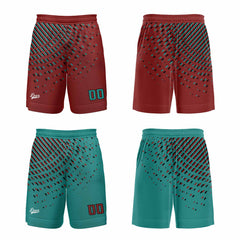 Benutzerdefinierte Cyan Rot Reversible Basketball Jersey Personalisierte Print Name Nummer Logo