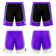Benutzerdefinierte Schwarz Lila Reversible Basketball Jersey Personalisierte Print Name Nummer Logo