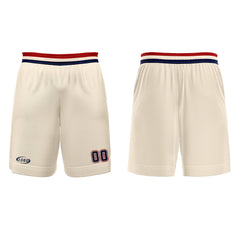 Benutzerdefinierter Creme Blau Rot Basketball Jersey Uniform Anzug gedruckt Ihr Logo Name Nummer