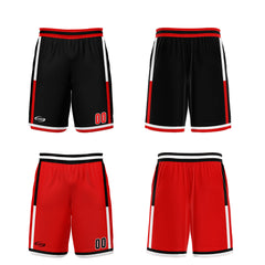 Benutzerdefinierte Schwarz Rot Reversible Basketball Jersey Personalisierte Drucken Name Nummer Logo