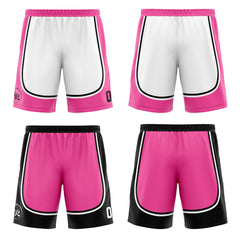 Benutzerdefinierte Schwarz Rosa Reversible Basketball Jersey Personalisierte Print Name Nummer Logo