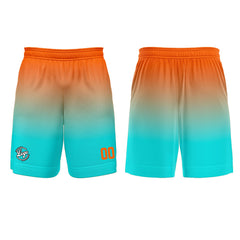 Kundenspezifisches Cyan Orange Basketball Fußball Schießen langes T-Shirt für Erwachsene und Kinder