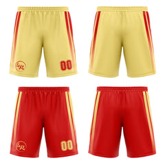 Benutzerdefinierte Rot Gelb Reversible Basketball Jersey Personalisierte Drucken Name Nummer Logo