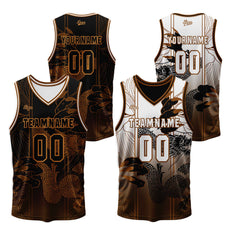 Benutzerdefinierte Braun Reversible Basketball Jersey Personalisierte Print Name Nummer Logo