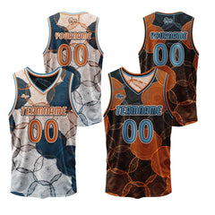 Benutzerdefinierte Blau Orange Reversible Basketball Jersey Personalisierte Print Name Nummer Logo