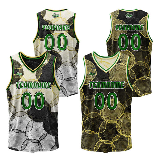 Benutzerdefinierte Schwarz Gelb Reversible Basketball Jersey Personalisierte Print Name Nummer Logo