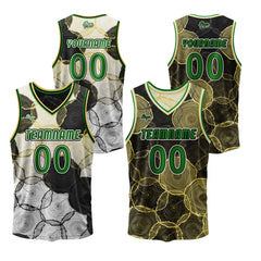 Benutzerdefinierte Schwarz Gelb Reversible Basketball Jersey Personalisierte Print Name Nummer Logo