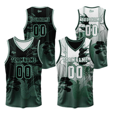 Benutzerdefinierte Grün Reversible Basketball Jersey Personalisierte Print Name Nummer Logo