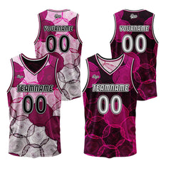 Benutzerdefinierte Rosa Rot Reversible Basketball Jersey Personalisierte Print Name Nummer Logo