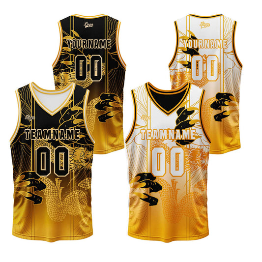 Benutzerdefinierte Orange Reversible Basketball Jersey Personalisierte Print Name Nummer Logo