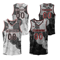 Benutzerdefinierte Schwarz Grau Reversible Basketball Jersey Personalisierte Print Name Nummer Logo