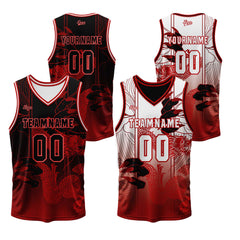Benutzerdefinierte Rot Reversible Basketball Jersey Personalisierte Print Name Nummer Logo