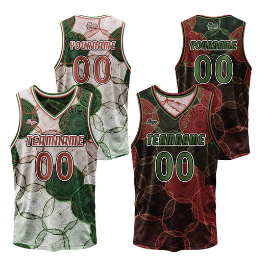 Benutzerdefinierte Grün Rot Reversible Basketball Jersey Personalisierte Print Name Nummer Logo