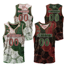Benutzerdefinierte Grün Rot Reversible Basketball Jersey Personalisierte Print Name Nummer Logo
