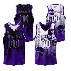 Benutzerdefinierte Lila Reversible Basketball Jersey Personalisierte Print Name Nummer Logo