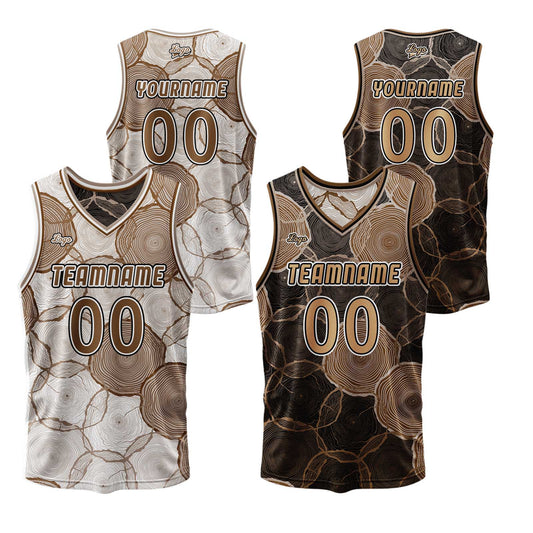 Benutzerdefinierte Braun Reversible Basketball Jersey Personalisierte Print Name Nummer Logo