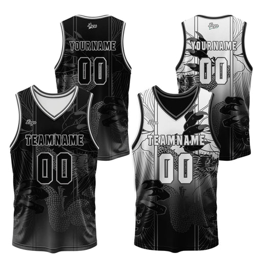 Benutzerdefinierte Schwarz Reversible Basketball Jersey Personalisierte Print Name Nummer Logo