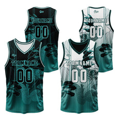 Benutzerdefinierte Grüne Reversible Basketball Jersey Personalisierte Print Name Nummer Logo