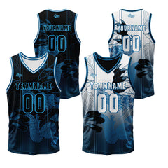 Benutzerdefinierte Blau Reversible Basketball Jersey Personalisierte Print Name Nummer Logo