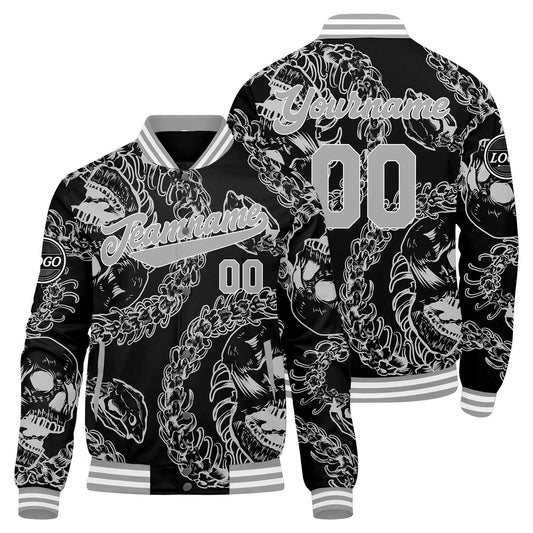 Benutzerdefinierte Schwarz Grau Varsity-Jacke. Letterman-Jacke für Männer, Frauen und Jugendliche