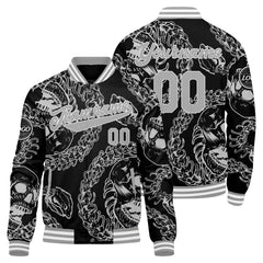 Benutzerdefinierte Schwarz Grau Varsity-Jacke. Letterman-Jacke für Männer, Frauen und Jugendliche