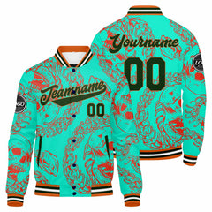 Benutzerdefinierte Grün Orange Varsity-Jacke. Letterman-Jacke für Männer, Frauen und Jugendliche