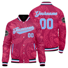 Benutzerdefinierte Rose Rot Varsity-Jacke. Letterman-Jacke für Männer, Frauen und Jugendliche