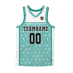 Benutzerdefinierter Weiß Teal Basketball Jersey Uniform Anzug gedruckt Ihr Logo Name Nummer
