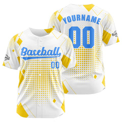 Benutzerdefiniert Weiß Gelb Baseball Uniformen Drucken für Jungs Mädchen und Kinder Machen Ihr Team Mehr Vielfältig