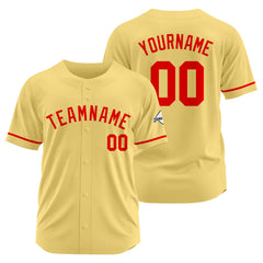 Benutzerdefinierte Authentisch Baseball-Trikot Gold-Rot
