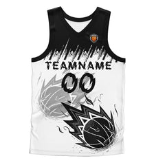 Benutzerdefinierter Schwarz Weiß Basketball Jersey Uniform Anzug gedruckt Ihr Logo Name Nummer