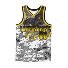 Benutzerdefinierter Braun Gelb Basketball Jersey Uniform Anzug gedruckt Ihr Logo Name Nummer