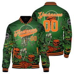 Benutzerdefinierte Orange Grün Varsity-Jacke. Letterman-Jacke für Männer, Frauen und Jugendliche